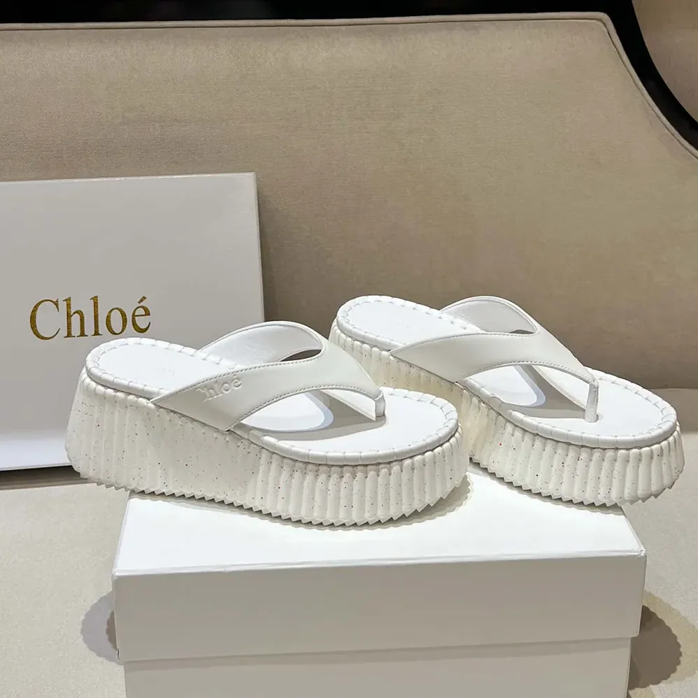 Chloe Nama Wedge Slide for Women in White