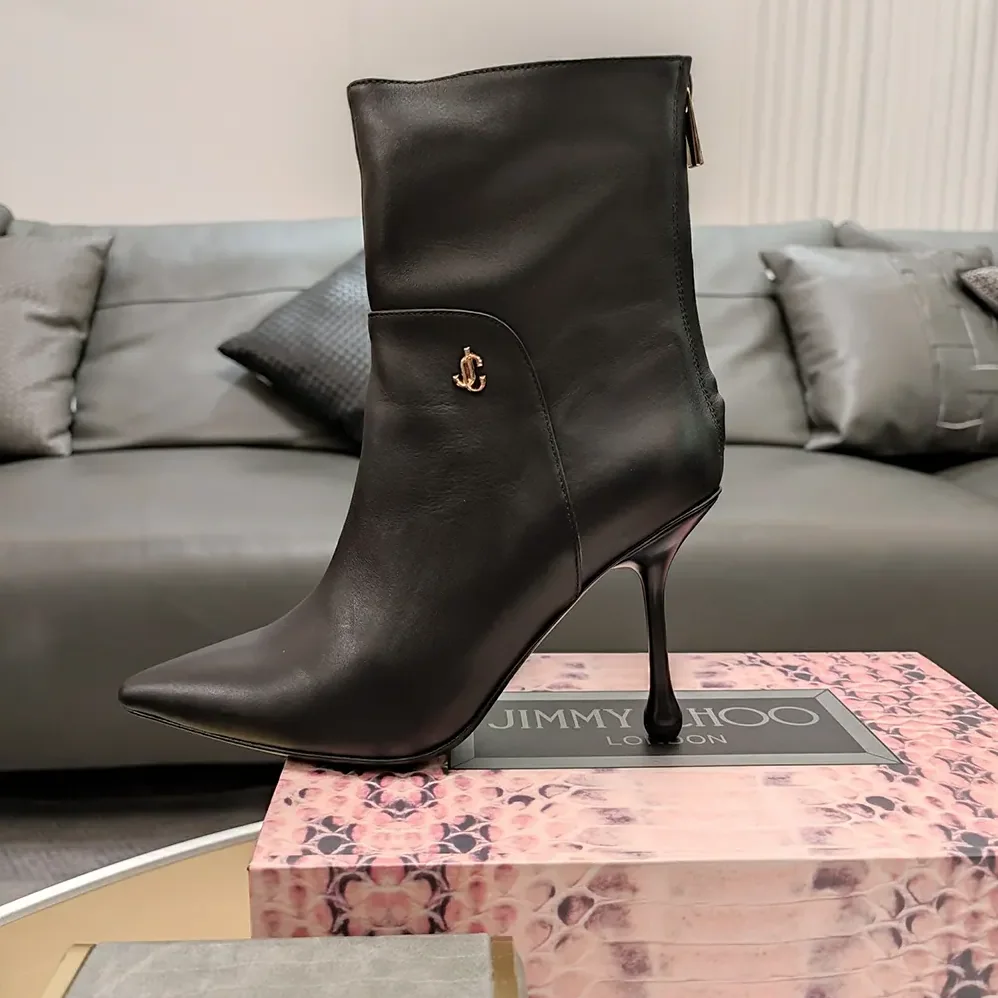 Jimmy Choo Cycas Ankle Boot 80 Black Nappa Leather Ankle Boots for Women