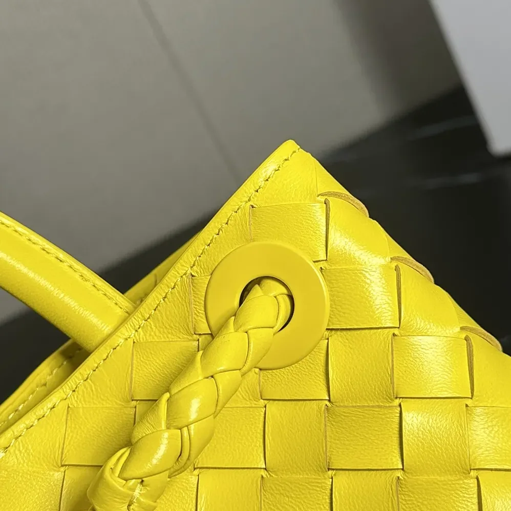 Bottega Veneta Small Andiamo Intrecciato Leather Top Handle Bag for Women in Yellow