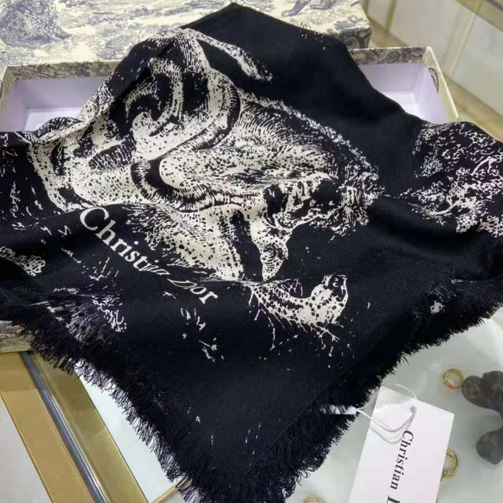 Dior Toile DE Jouy Reverse Square Scarf Silk Twill for Women in Black