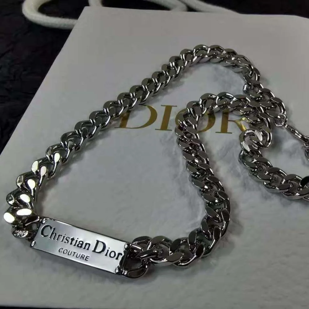 Dior Christian Dior Couture Chain Link Necklace Silver for Men in Finish Brass Dior Christian Dior Couture Chain Link Necklace Silver for Men in Finish Brass