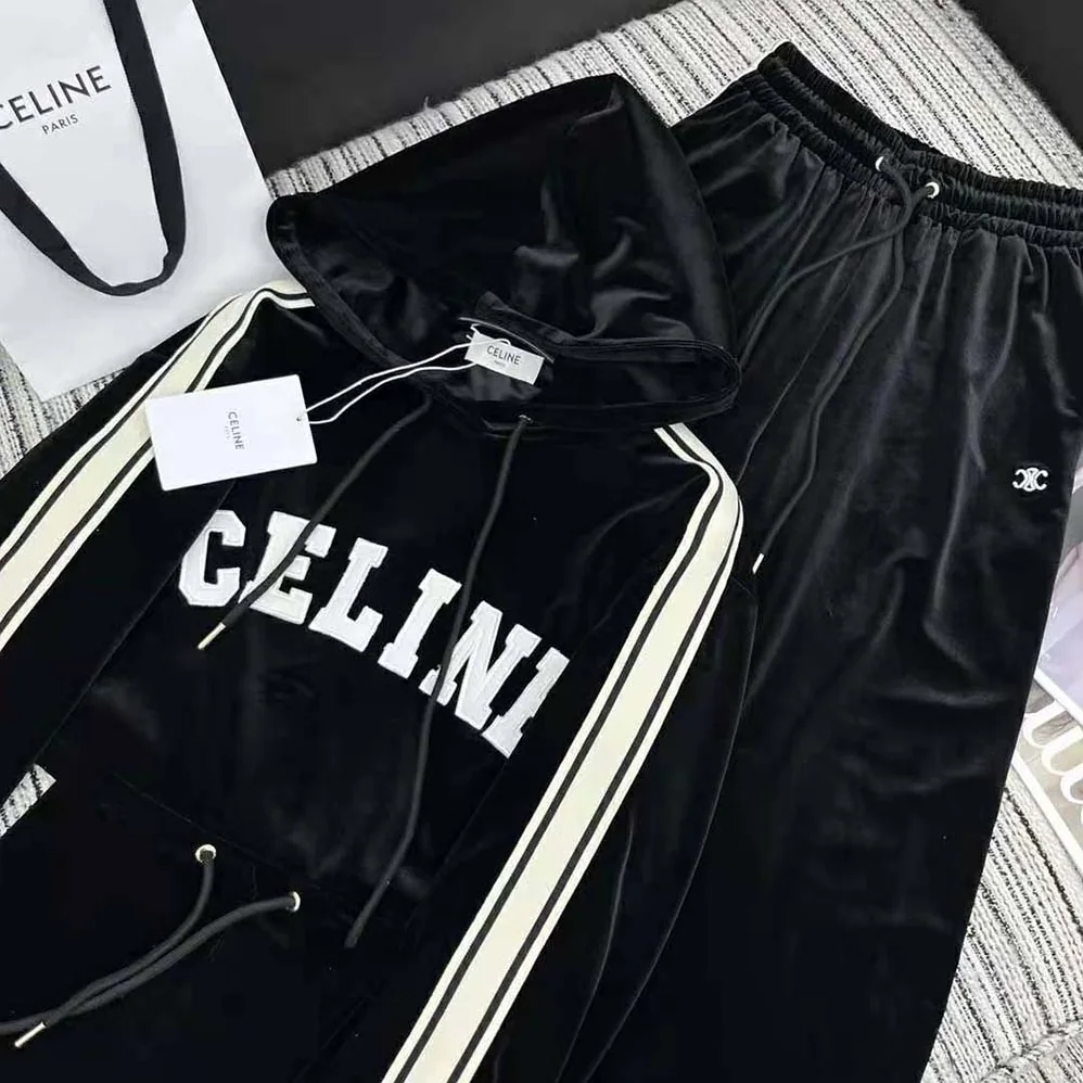 Celine Cropped Hoodie in Velvet Jersey for Women Celine Cropped Hoodie in Velvet Jersey for Women