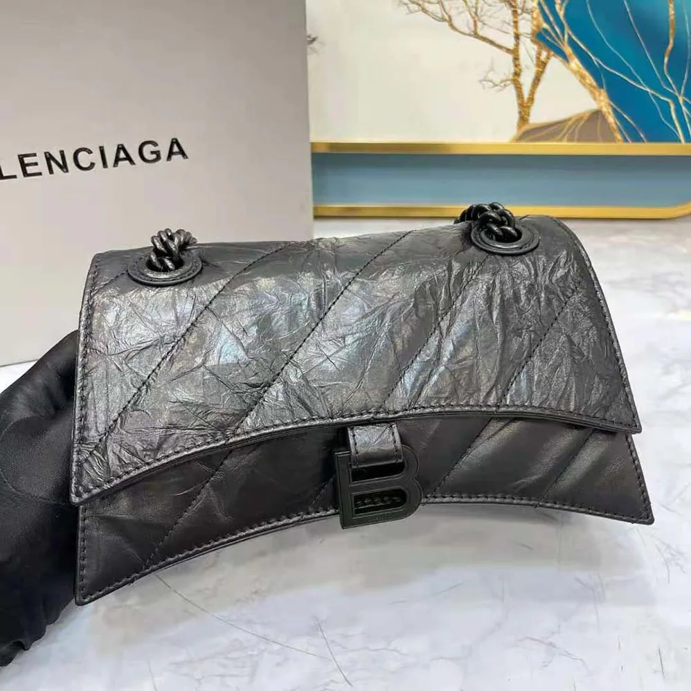Balenciaga Crush Small Chain Bag Quilted in Black for Women