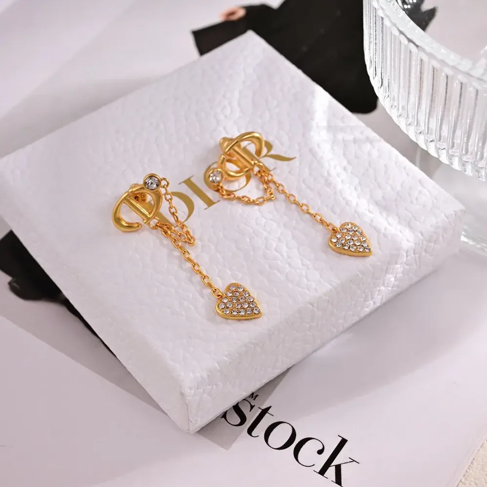 Dior CD Navy Clip-On Earrings Gold-Finish Metal and Silver for Women in Tone Crystals