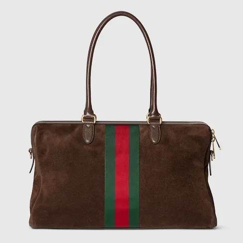 Gucci Borsetto Large Boston Shoulder Bag in Dark Brown Gold Hardware
