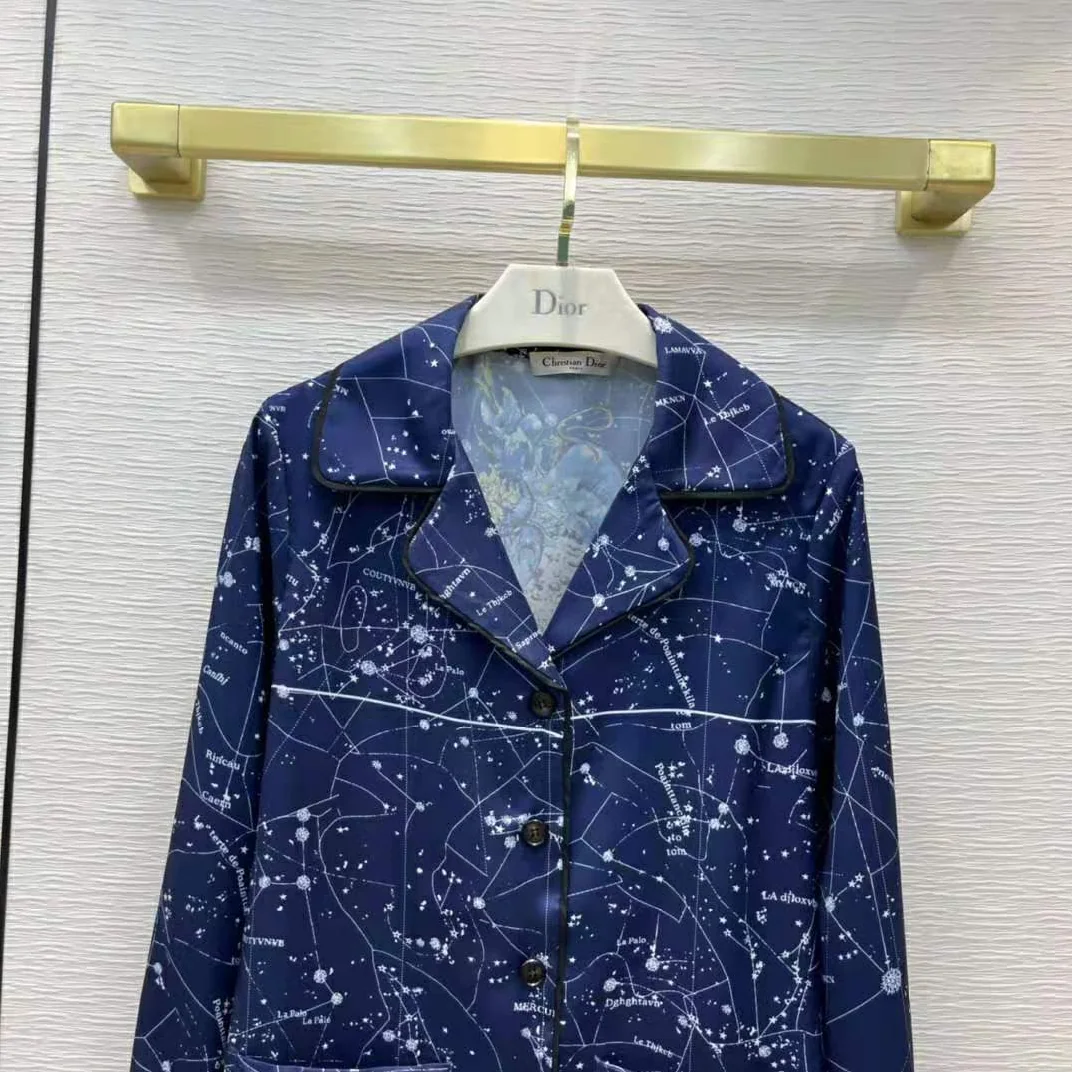 Dior Chez Moi Jacket Blue Dior Zodiac Silk Twill for Women