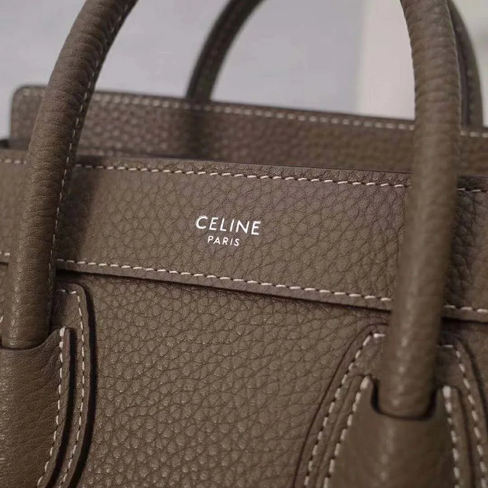 Celine Mini Luggage Handbag in Baby Drummed Calfskin for Women in Brown Celine Mini Luggage Handbag in Baby Drummed Calfskin for Women in Brown