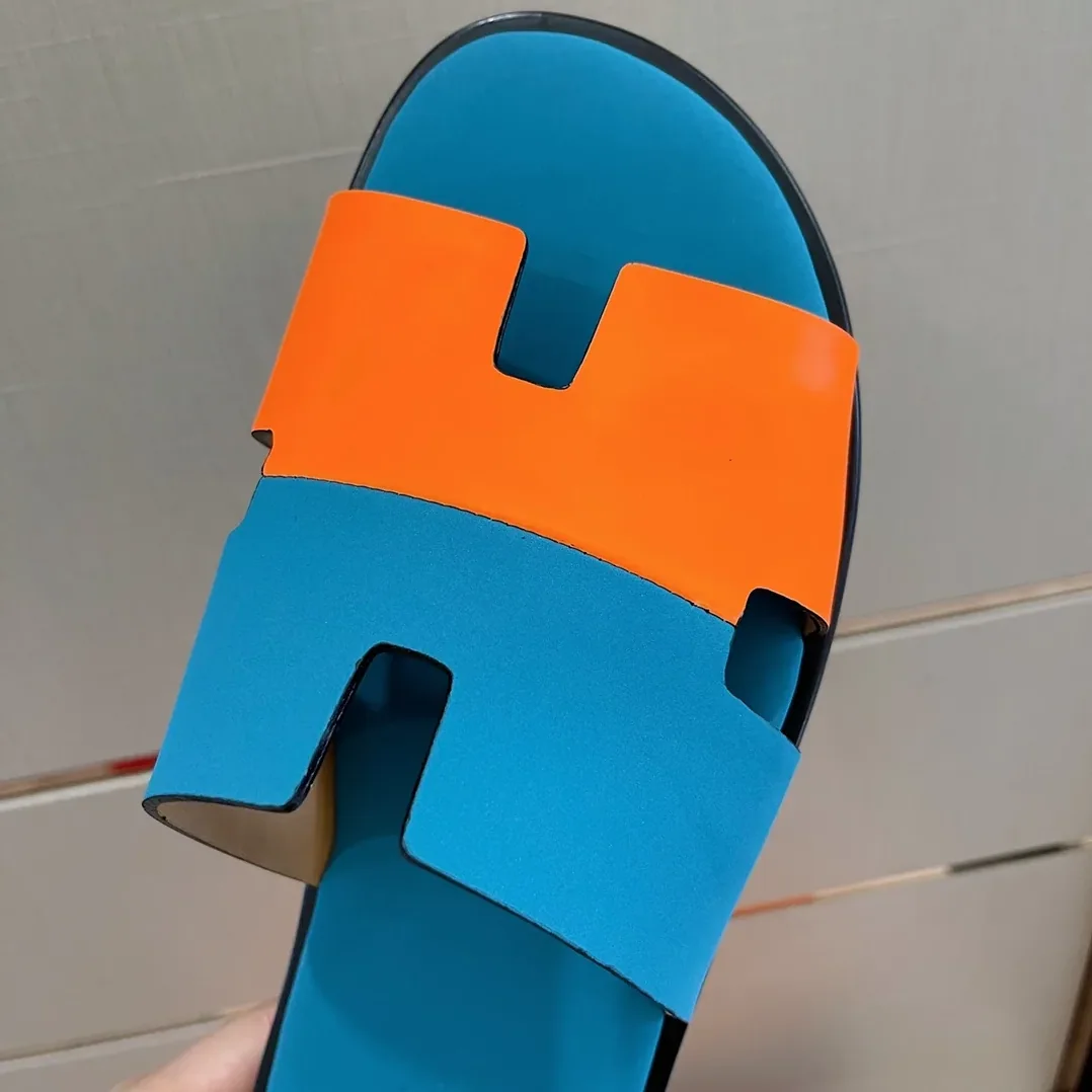 Hermes Izmir Sandals Blue in Orange Hermes Izmir Sandals Blue in Orange