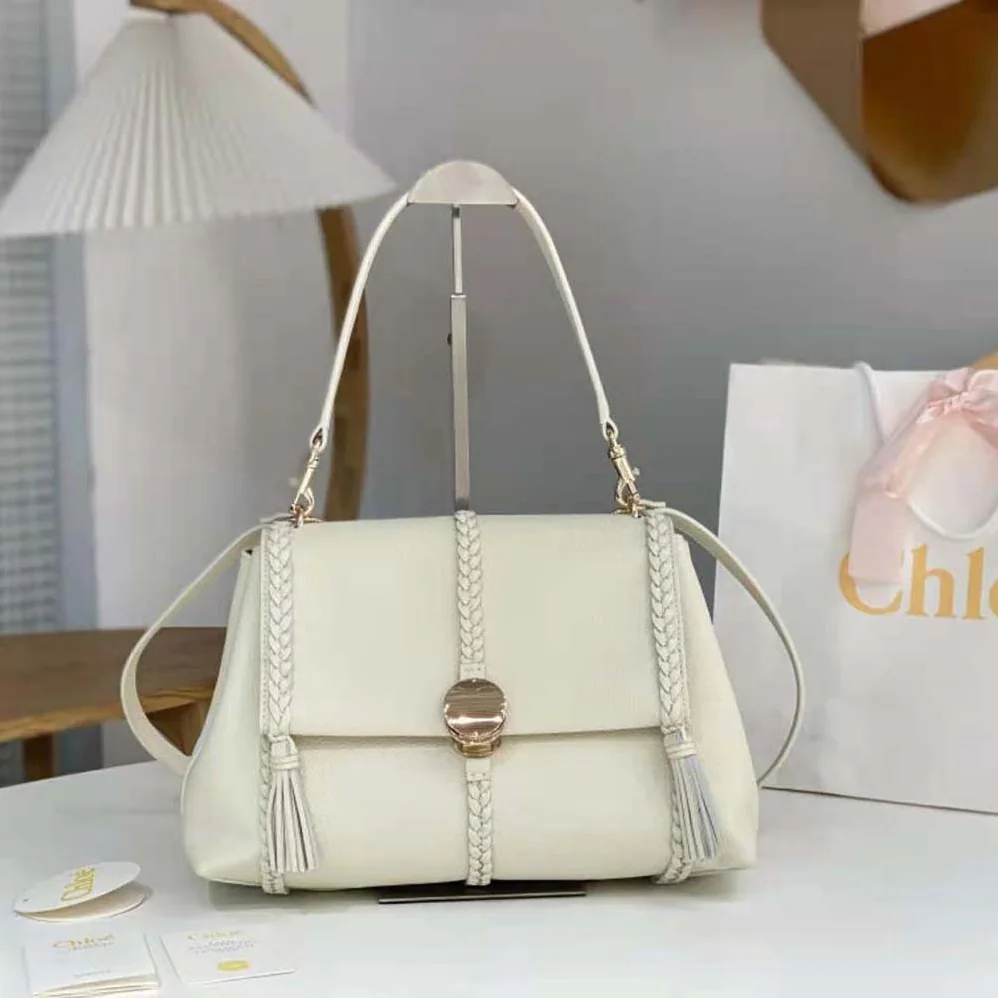 Chloe Penelope Medium Soft Shoulder Bag for Women in White