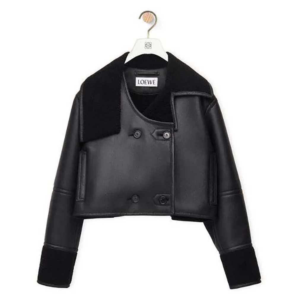 Loewe Deconstructed Jacket in Shearling for Women in Black Loewe Deconstructed Jacket in Shearling for Women in Black