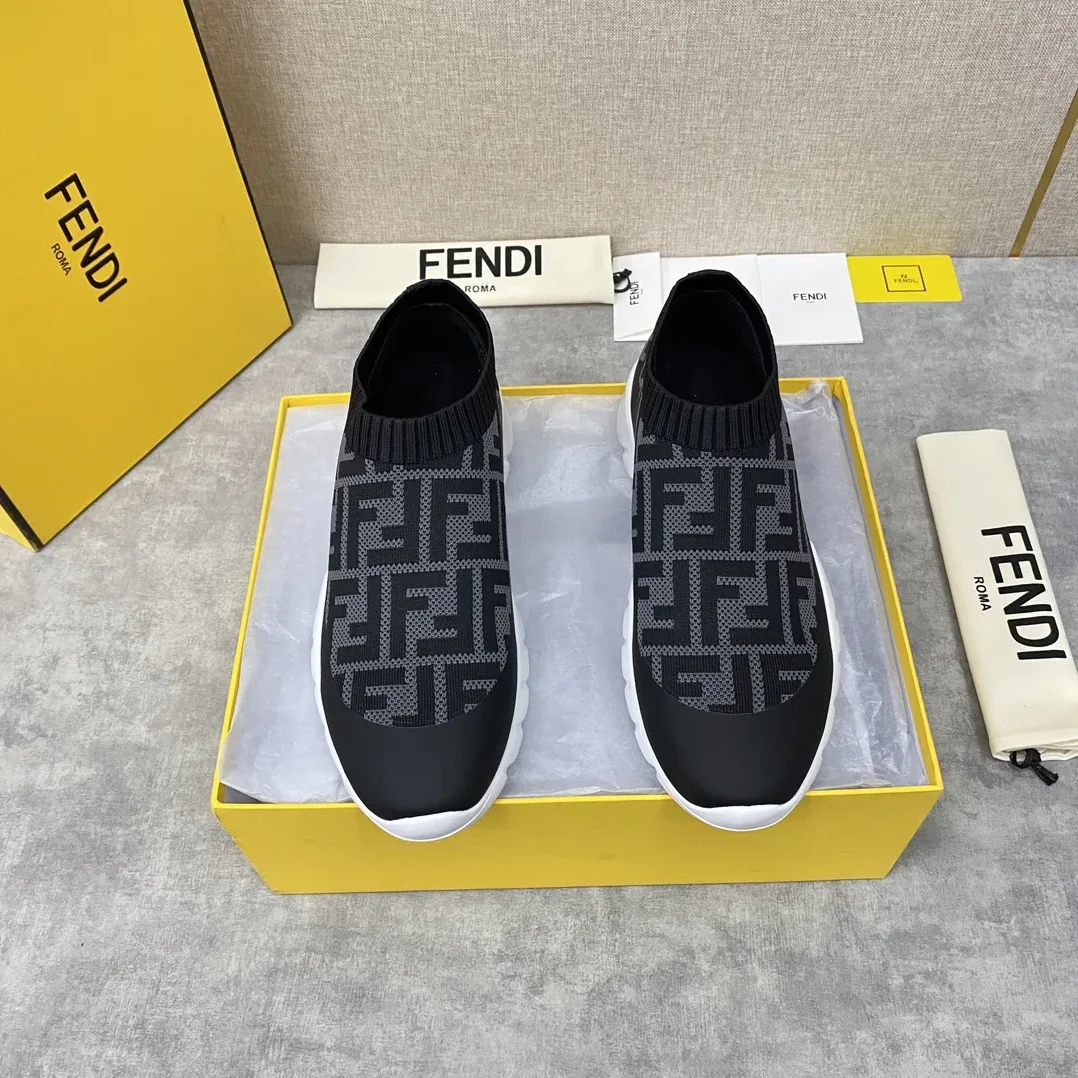 Fendi FD Slip-On Sneakers Black And Grey Fendi FD Slip-On Sneakers Black And Grey