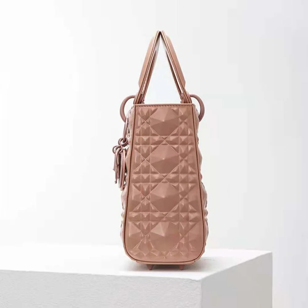 Dior Small Lady Dior my Abcdior Bag Rose Des Vents Cannage Calfskin with Diamond Motif for Women