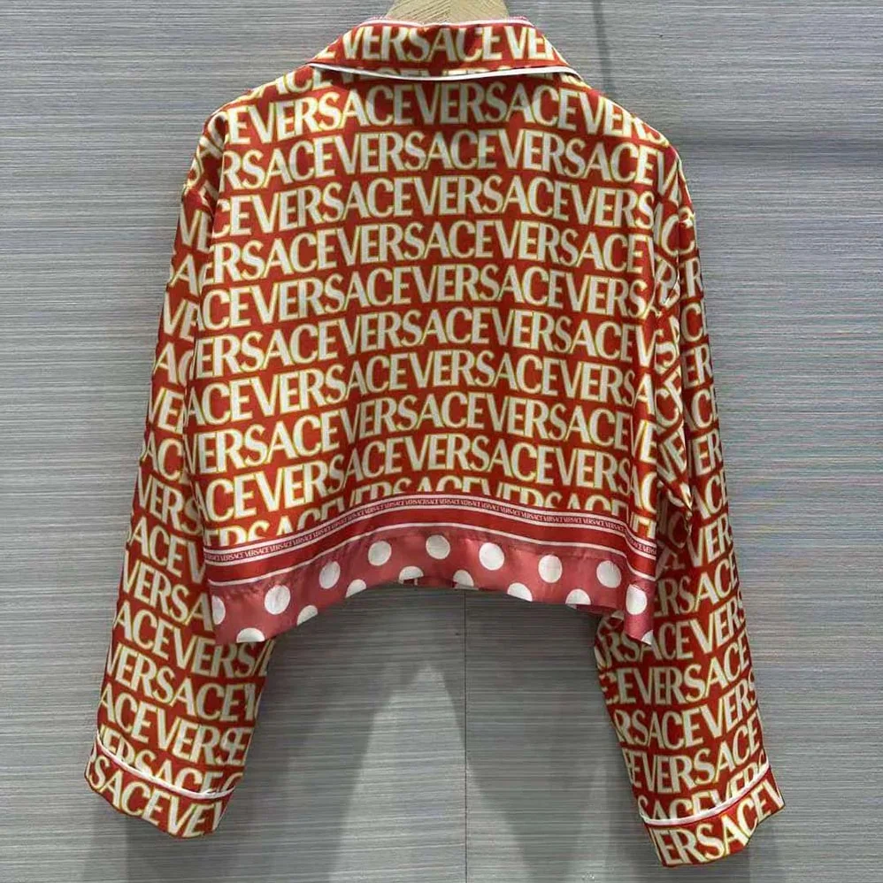 Versace Allover Silk Crop Shirt for Women