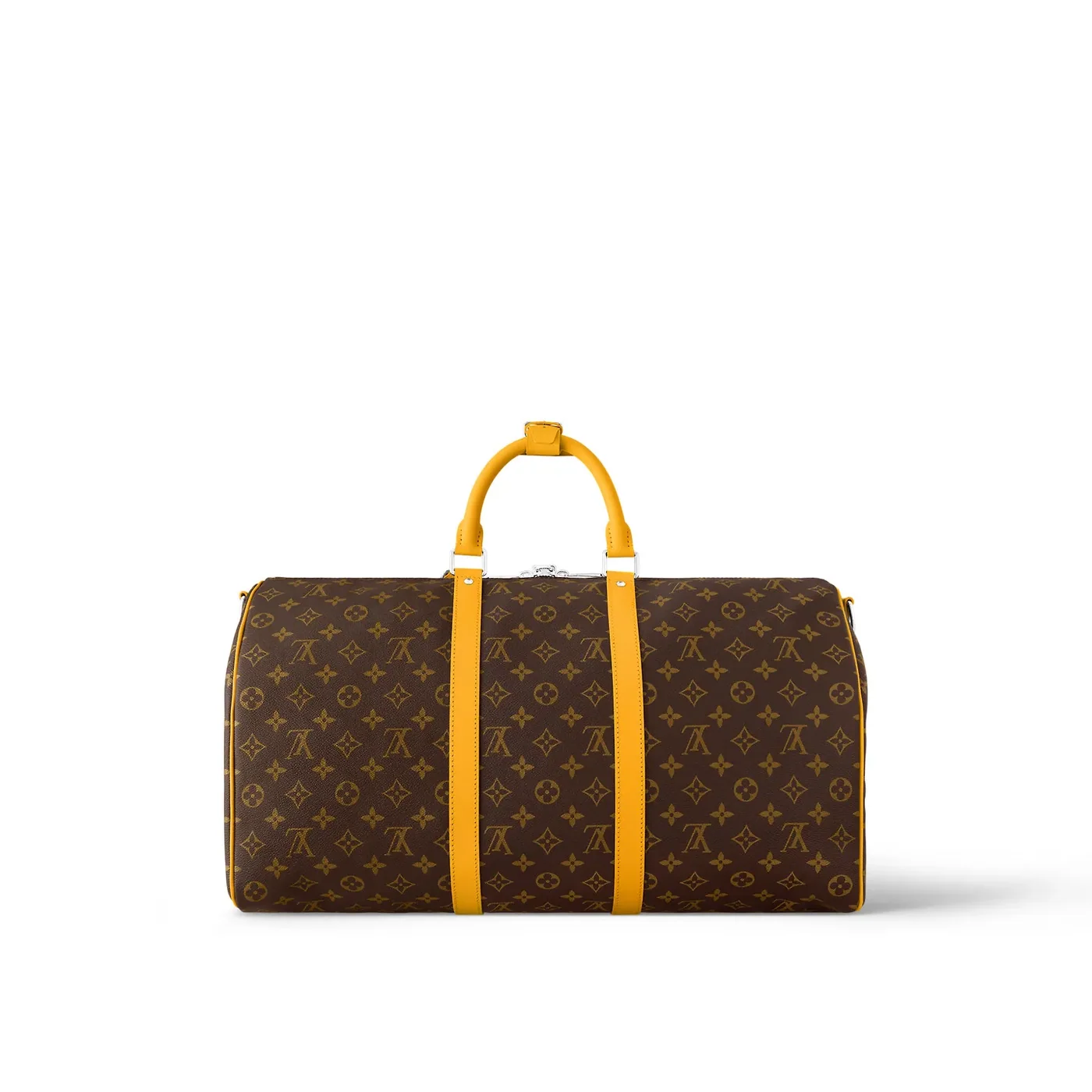 Louis Vuitton Keepall Bandouliere 50 Travel Bag in Brown/ Yellow Silver Hardware Louis Vuitton Keepall Bandouliere 50 Travel Bag in Brown/ Yellow Silver Hardware