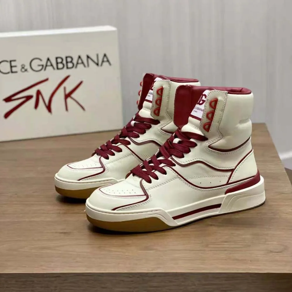 Dolce Gabbana D&G Calfskin Nappa New Roma Mid-Top Sneakers for Unisex in Beige