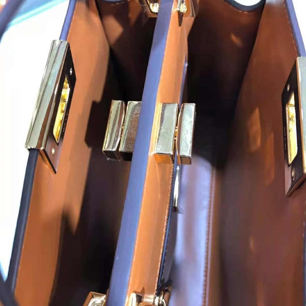 Fendi Peekaboo Iconic Essentially Check Interlace Bag for Women in Brown Fendi Peekaboo Iconic Essentially Check Interlace Bag for Women in Brown