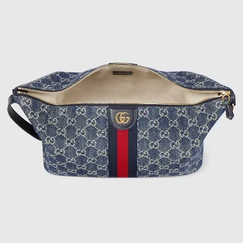 Gucci Vanity Medium Top Handle Bag / Blue/ White Light Gold Hardware Gucci Vanity Medium Top Handle Bag / Blue/ White Light Gold Hardware
