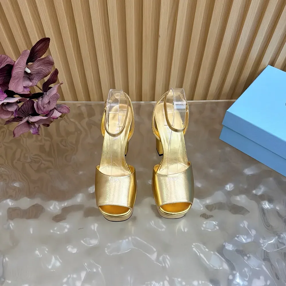 Prada Mordoré Nappa Leather Platform Sandals for Women in Gold Prada Mordoré Nappa Leather Platform Sandals for Women in Gold