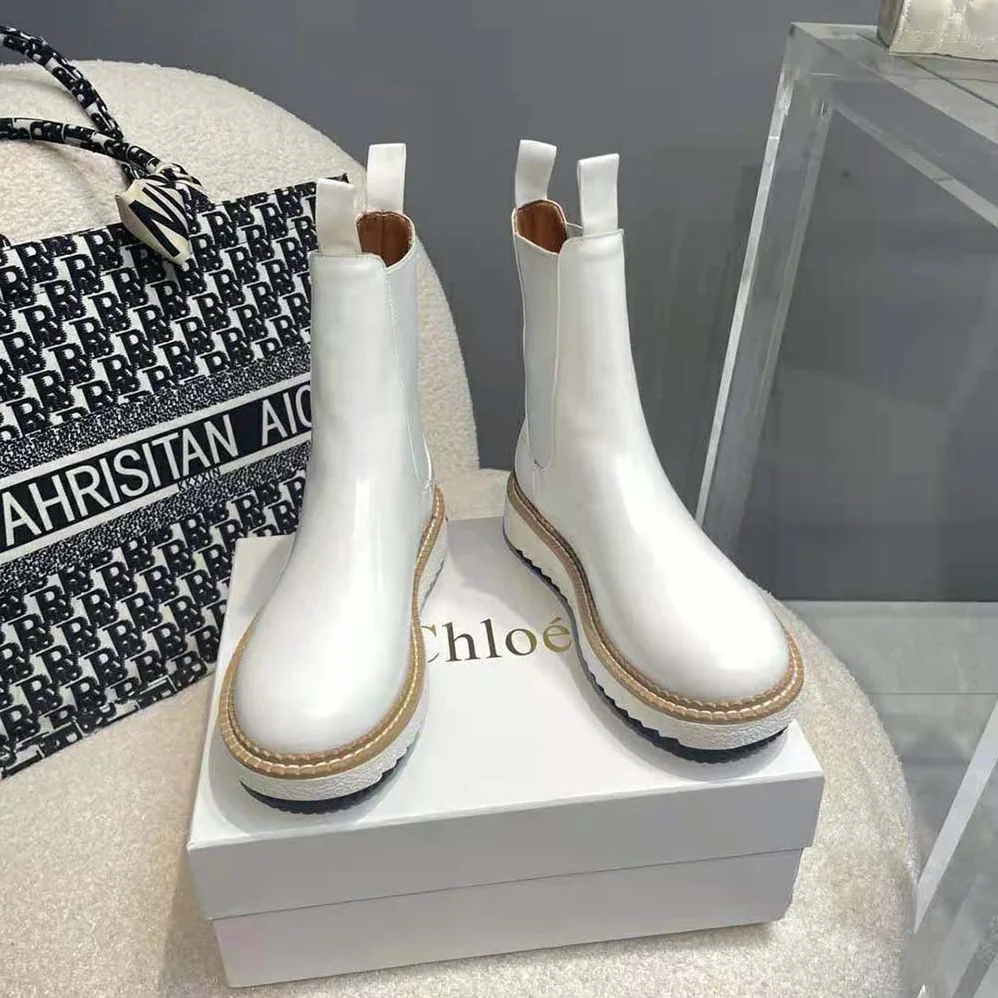 Chloe Kurtys Flat Chelsea Boot for Women in Beige Chloe Kurtys Flat Chelsea Boot for Women in Beige