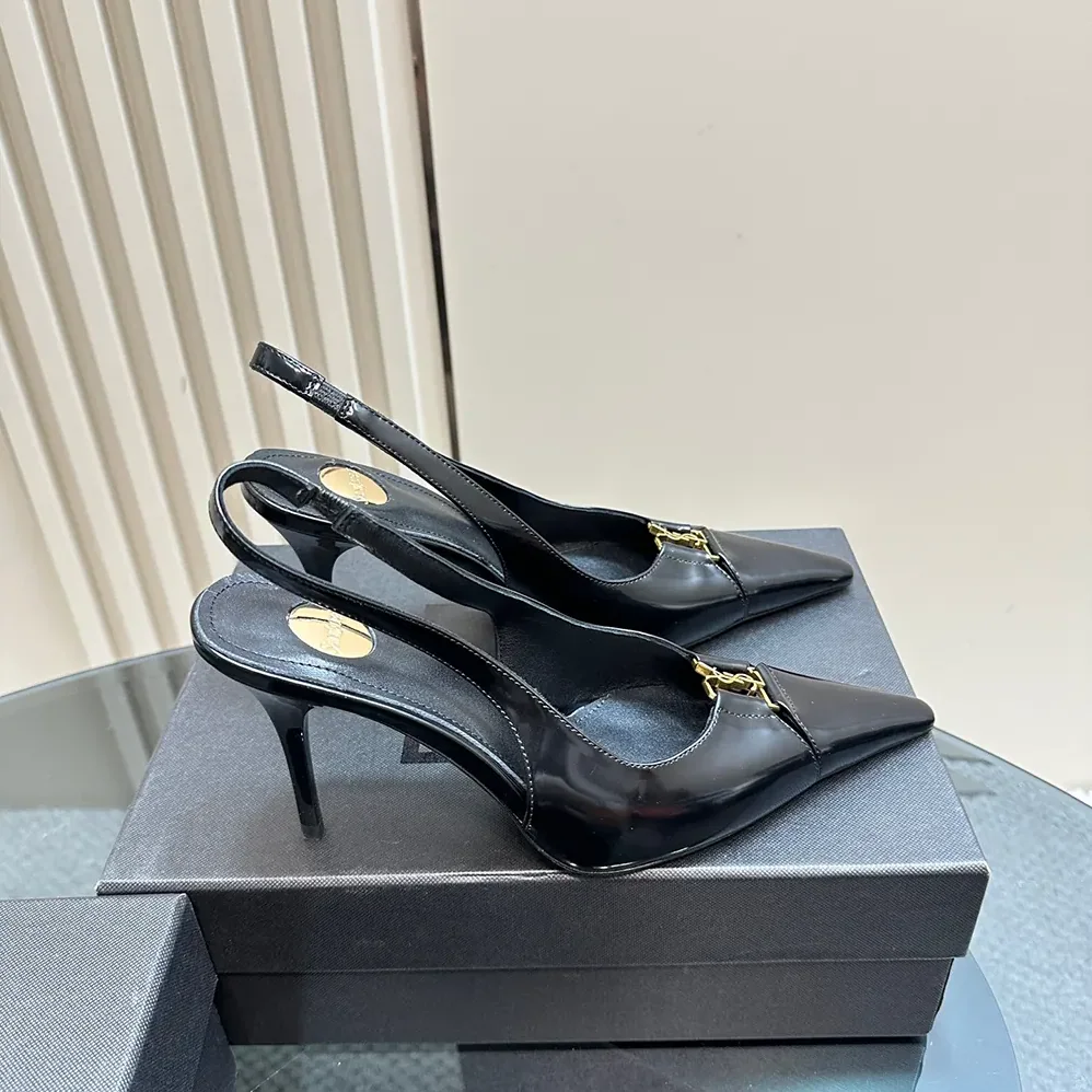 Saint Laurent YSL Babylone Breteuil Slingback Pumps in Smooth Leather for Women in Black Saint Laurent YSL Babylone Breteuil Slingback Pumps in Smooth Leather for Women in Black