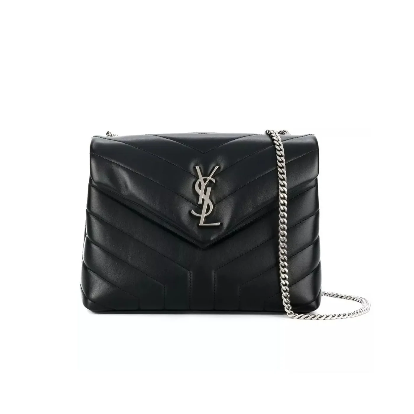 Saint Laurent Loulou Small Chain Bag In Matelassé Y Black in YSL