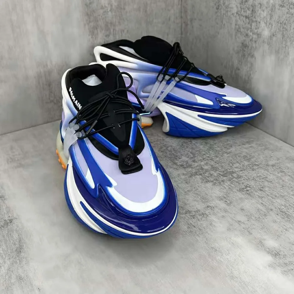 Balmain Unicorn Low-Top Trainers in Neoprene and Calfskin for Unisex in Blue Balmain Unicorn Low-Top Trainers in Neoprene and Calfskin for Unisex in Blue