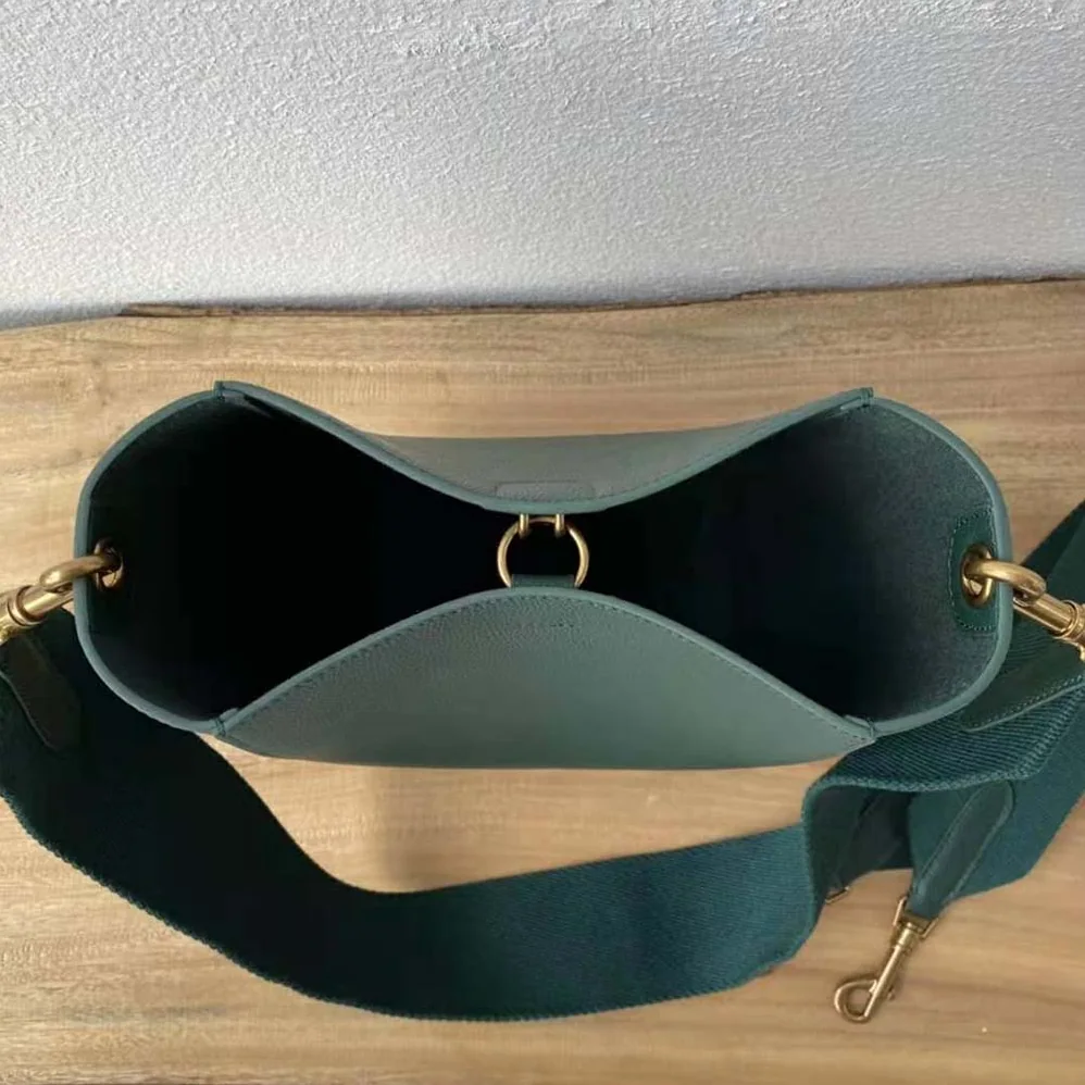 Celine Sangle Small Bucket Bag in Soft Grained Calfskin for Women in Green