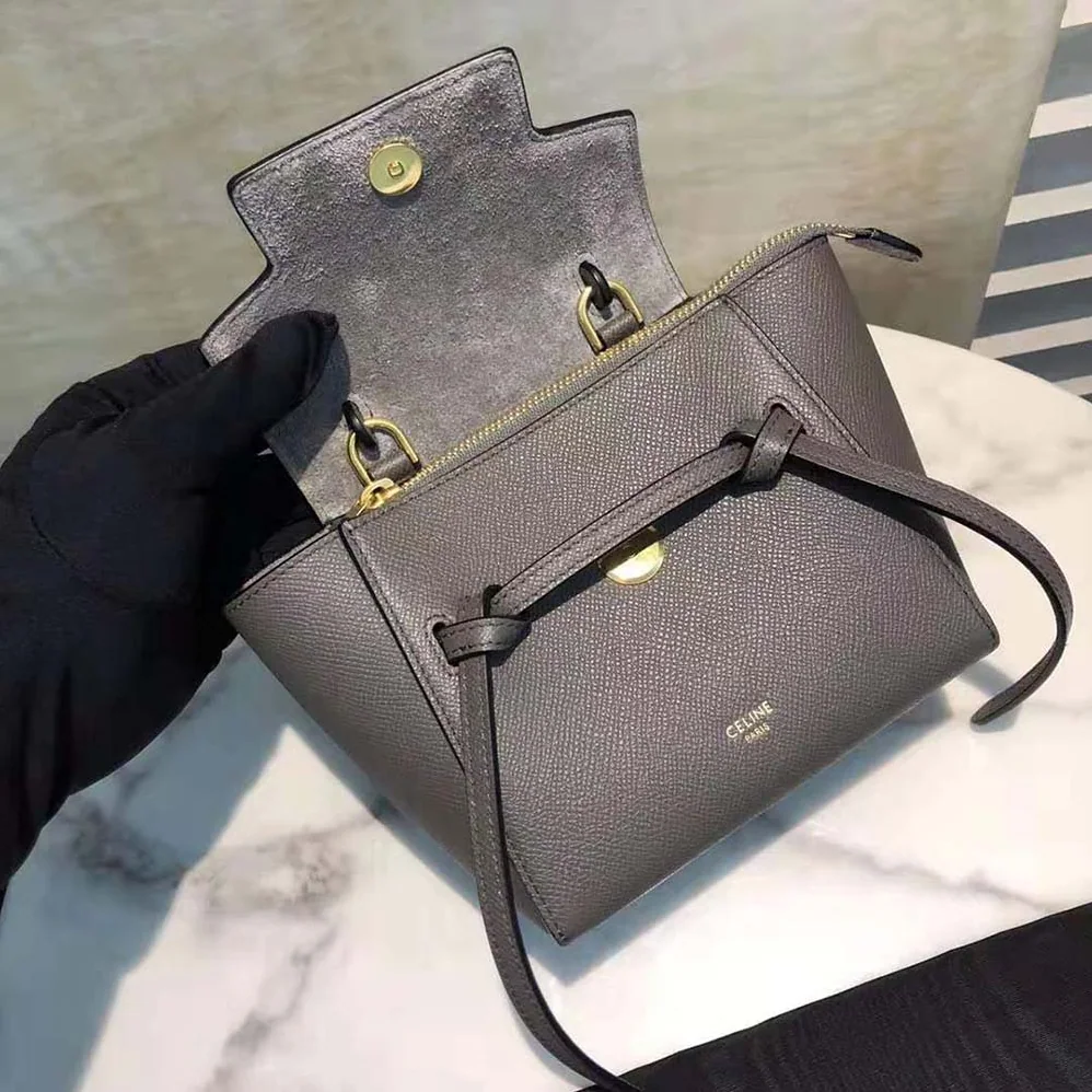 Celine Pico Belt Bag in Grained Calfskin for Women in Gray