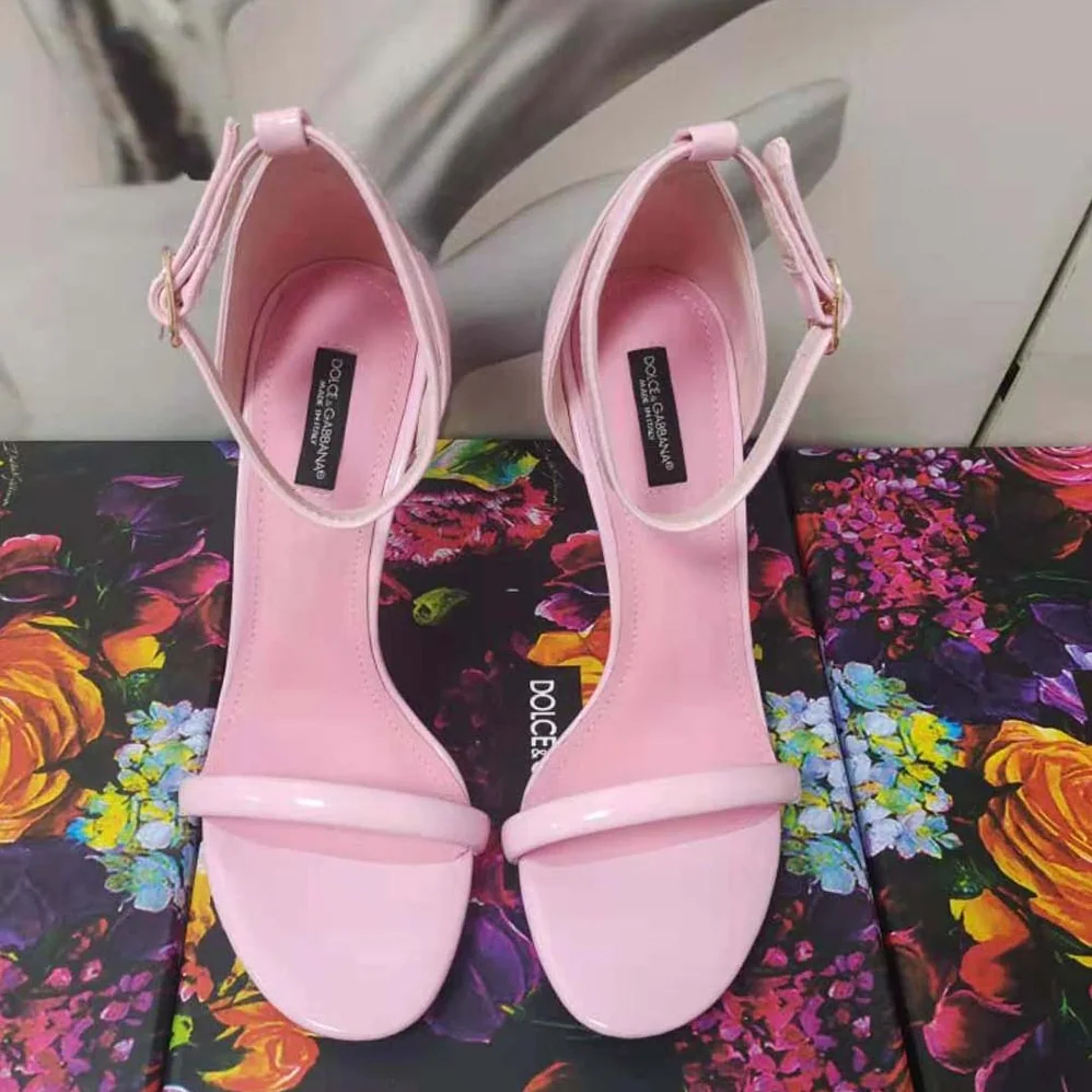 Dolce Gabbana D&G Patent Leather Sandals in 105 mm Heel Height for Women in Pink Dolce Gabbana D&G Patent Leather Sandals in 105 mm Heel Height for Women in Pink