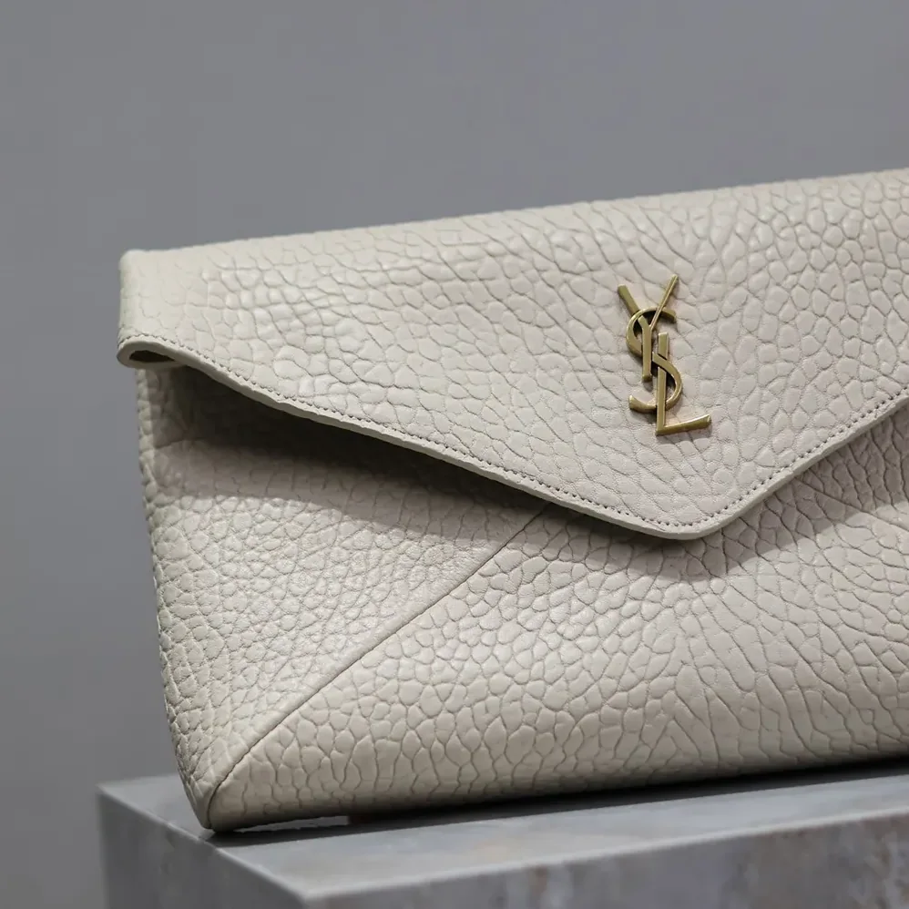 Saint Laurent YSL Cassandre Large Envelope Pouch In Lambskin White 29cm for Women Saint Laurent YSL Cassandre Large Envelope Pouch In Lambskin White 29cm for Women
