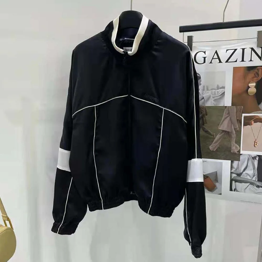 Saint Laurent YSL Saint Laurent Teddy Jacket in Satin Crepe for Women in Black Saint Laurent YSL Saint Laurent Teddy Jacket in Satin Crepe for Women in Black