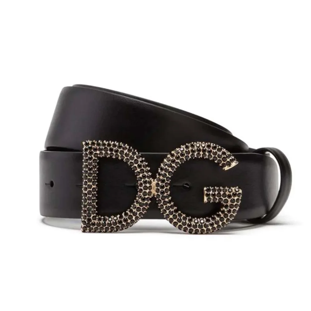 Dolce Gabbana D&G Crystal-embellished Leather Belt for Women in Black Dolce Gabbana D&G Crystal-embellished Leather Belt for Women in Black