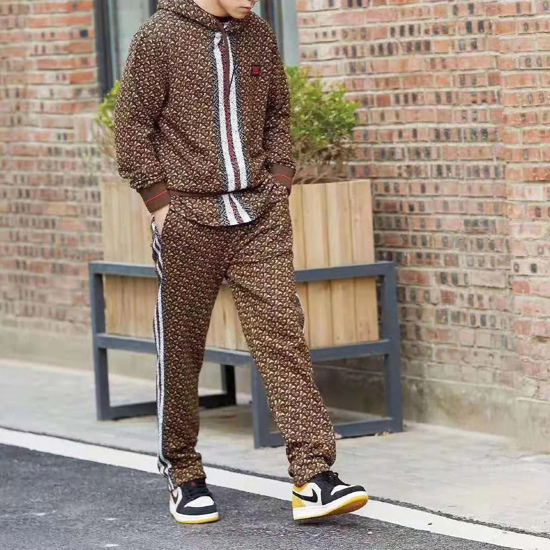 Burberry Monogram Stripe Print Cotton Oversized Hoodie for Men in Brown