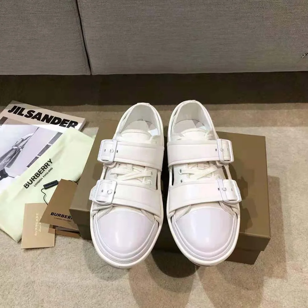 Burberry Cotton and Leather Webb Sneakers for Women in White