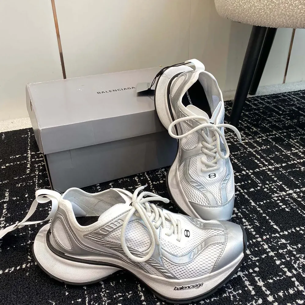 Balenciaga Circuit Sneaker in White and Silver Polyester for Unisex