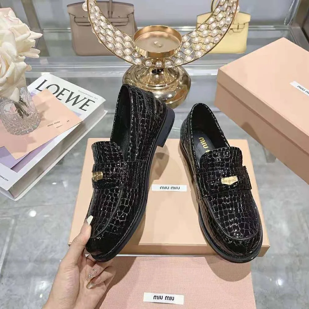 Miu Miu Croco for Women in print Leather Penny Loafers Miu Miu Croco for Women in print Leather Penny Loafers