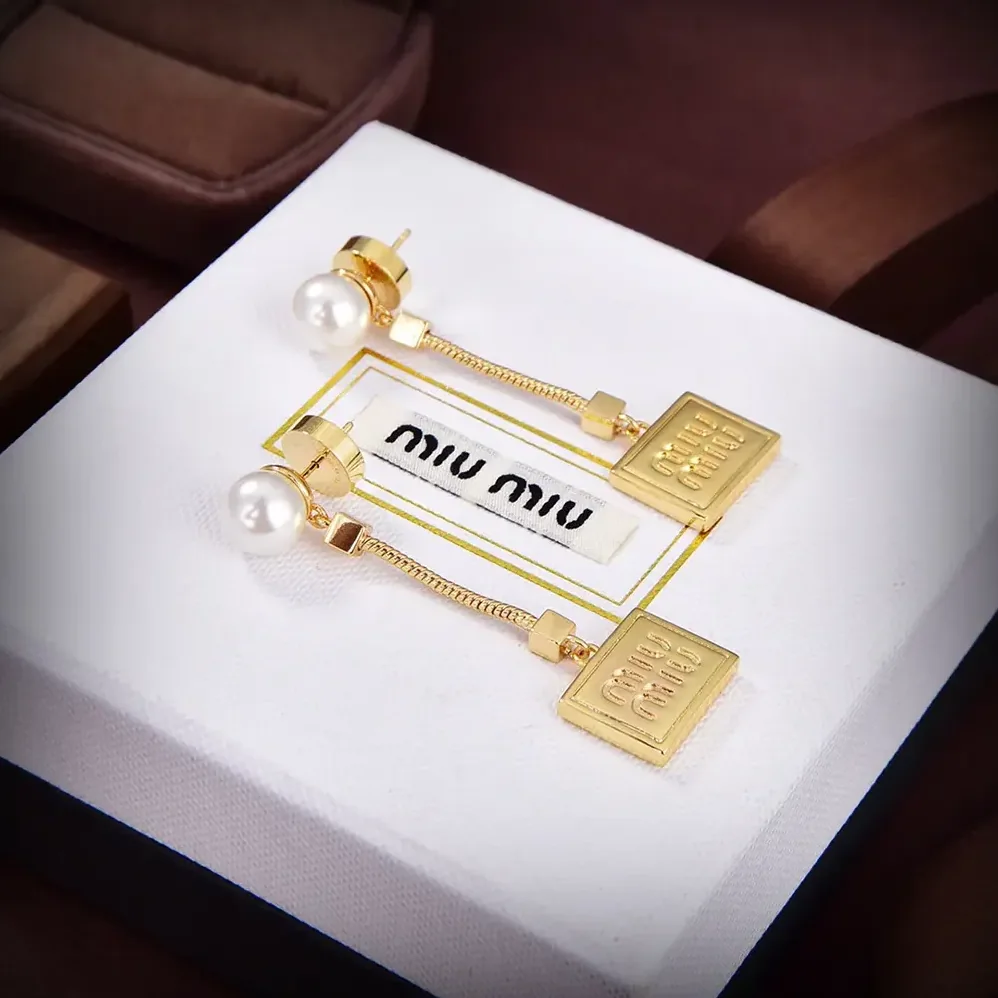 Miu Miu Metal Earrings with Artificial Pearls for Women