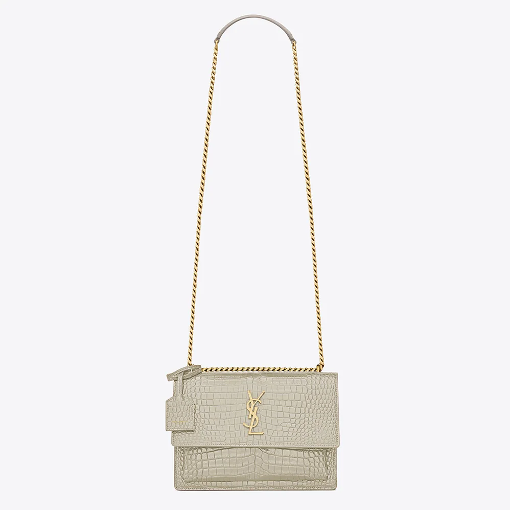 Saint Laurent YSL Sunset Medium in Crocodile for Women in Embossed Shiny Leather