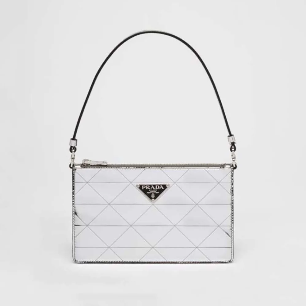 Prada Metallic Leather Mini-Bag for Women in Silver Prada Metallic Leather Mini-Bag for Women in Silver