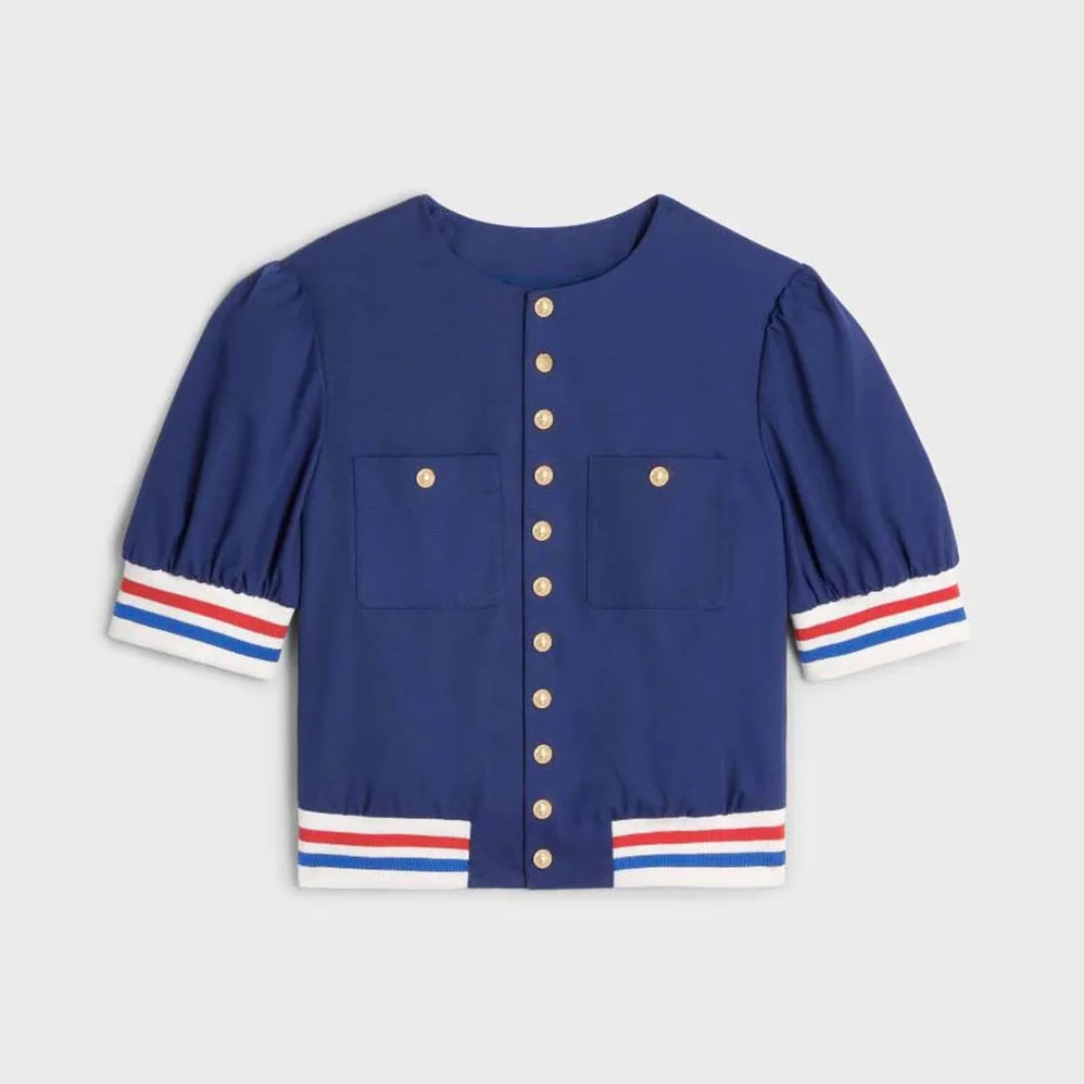Celine Cardigan Jacket in Cotton Gabardine for Women in Navy