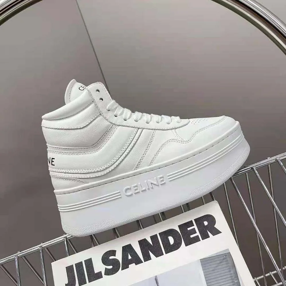Celine Mid Block Sneakers with Wedge in Calfskin for Women