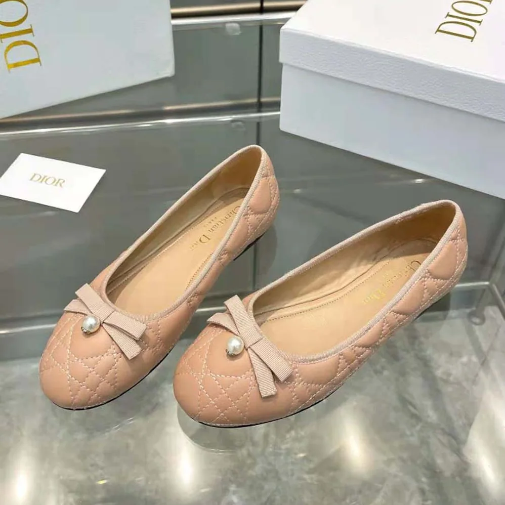 Dior Ballet Flat Nude Quilted Cannage Calfskin for Women Dior Ballet Flat Nude Quilted Cannage Calfskin for Women