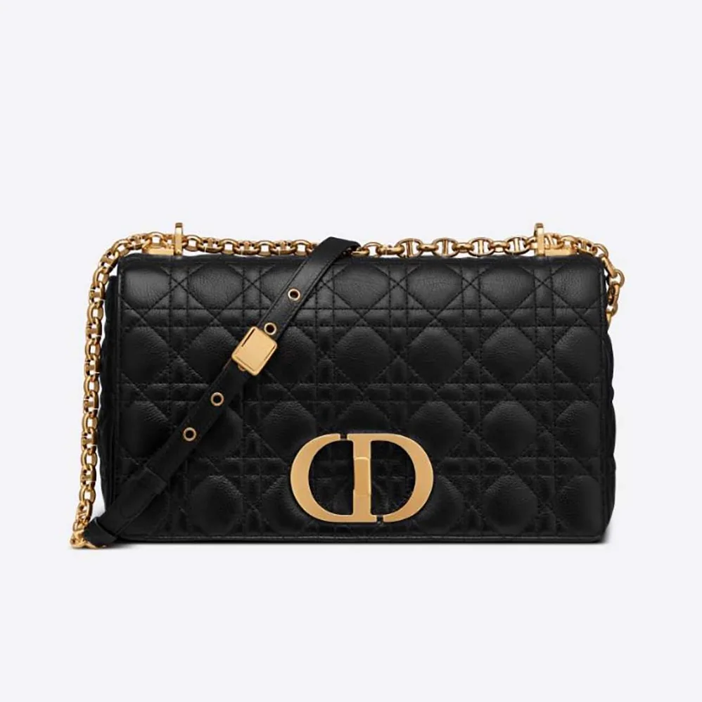 Dior Large Dior Caro Bag Black Soft Cannage Calfskin for Women