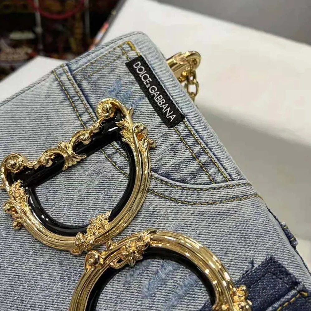 Dolce Gabbana D&G DG Girls Bag in Patchwork Denim and Plain Calfskin for Women Dolce Gabbana D&G DG Girls Bag in Patchwork Denim and Plain Calfskin for Women