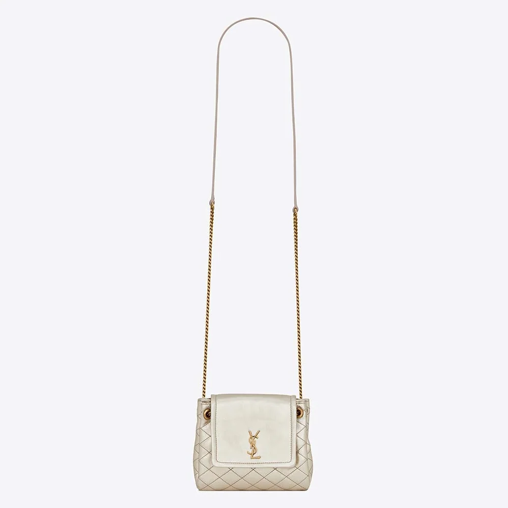 Saint Laurent YSL Monogram Mini Nolita in Lame Leather for Women