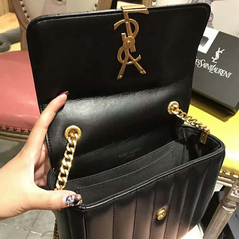 Saint Laurent YSL Shoulder Vicky Small Matelasse Lambskin for Women in Black Saint Laurent YSL Shoulder Vicky Small Matelasse Lambskin for Women in Black