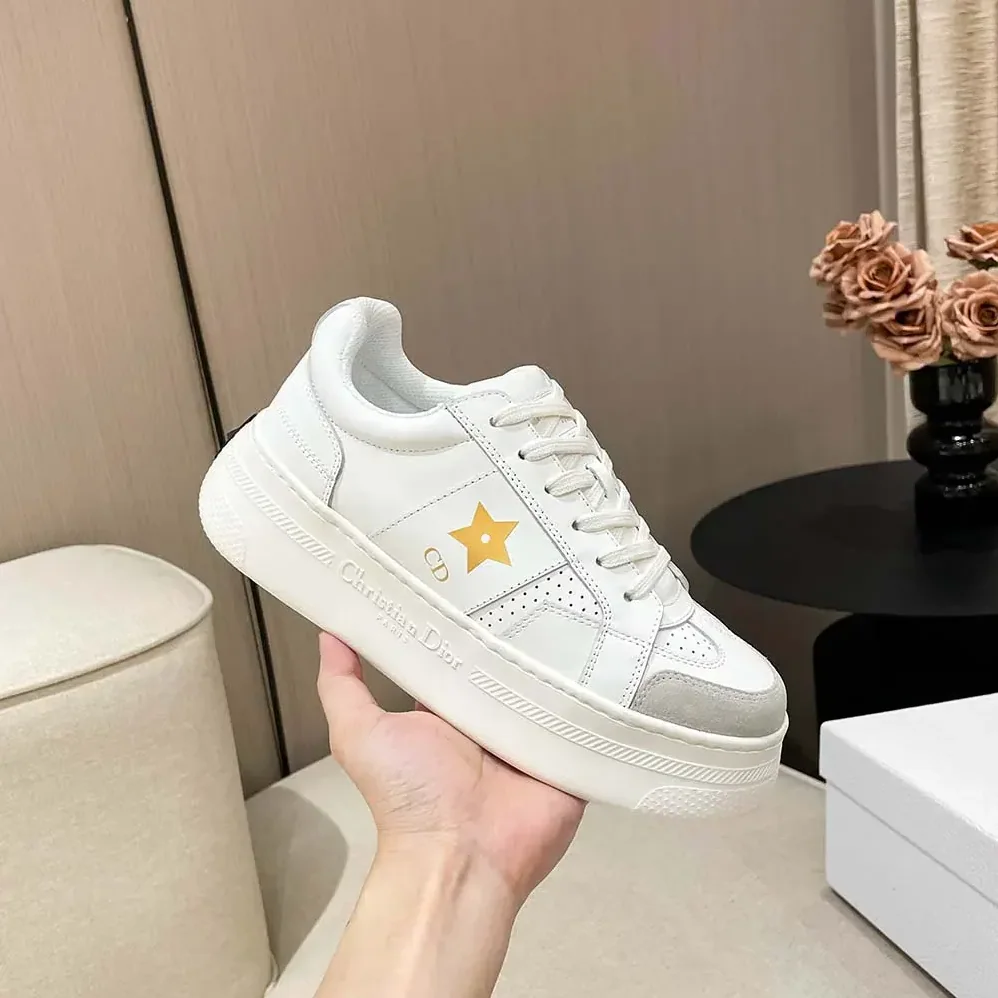 Dior Dior Star Platform Sneaker White Calfskin and Suede for Women Dior Dior Star Platform Sneaker White Calfskin and Suede for Women