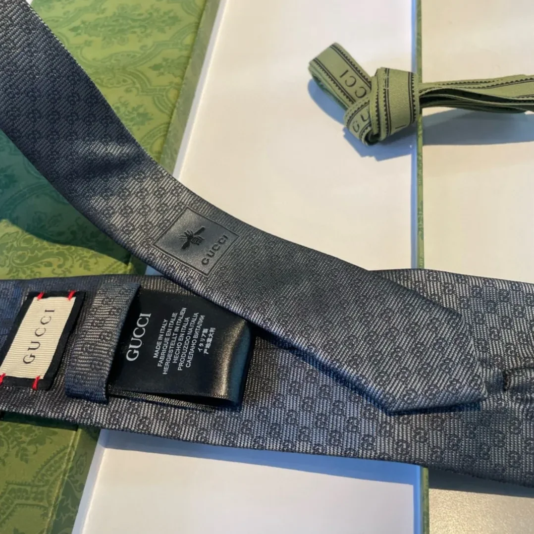 Gucci Monogram Interlocking G Jacquard Dark Grey Tie