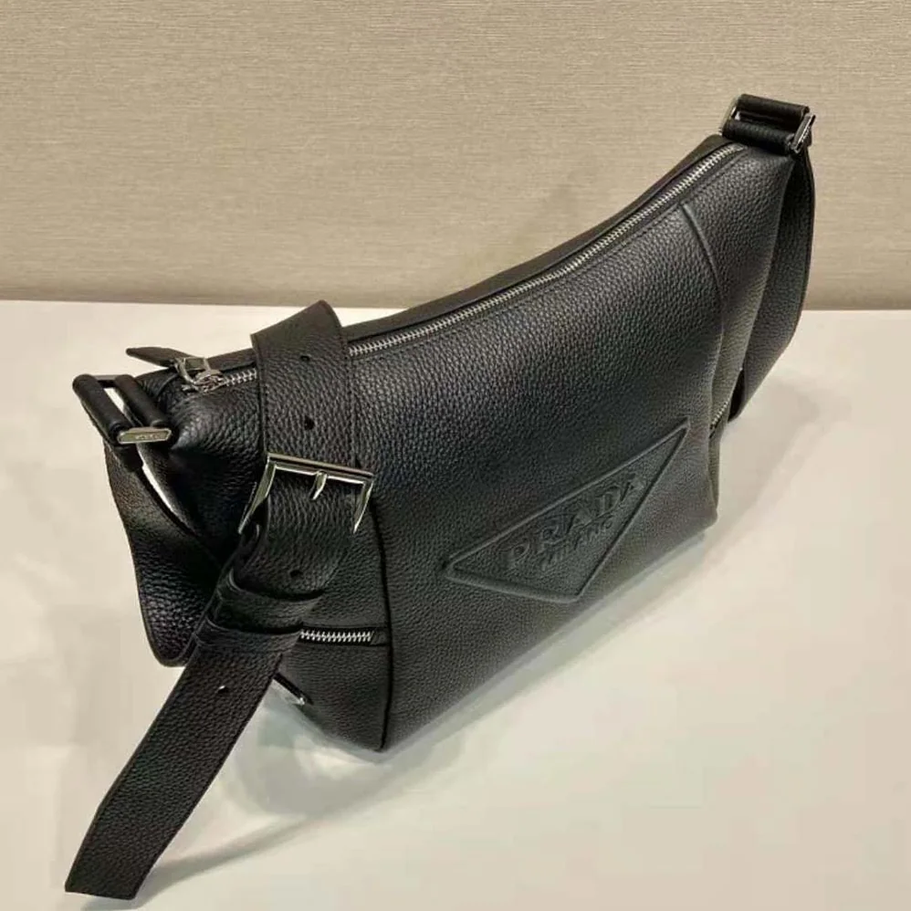 Prada Leather Bag with Shoulder Strap for Men in Black