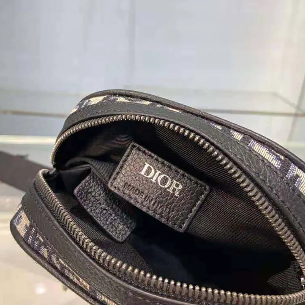 Dior Messenger Pouch Beige and Black Dior Oblique Jacquard for Men